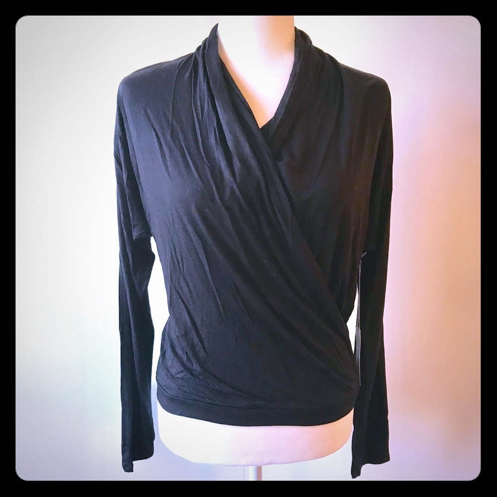 White and Warren V Neck Drape Top